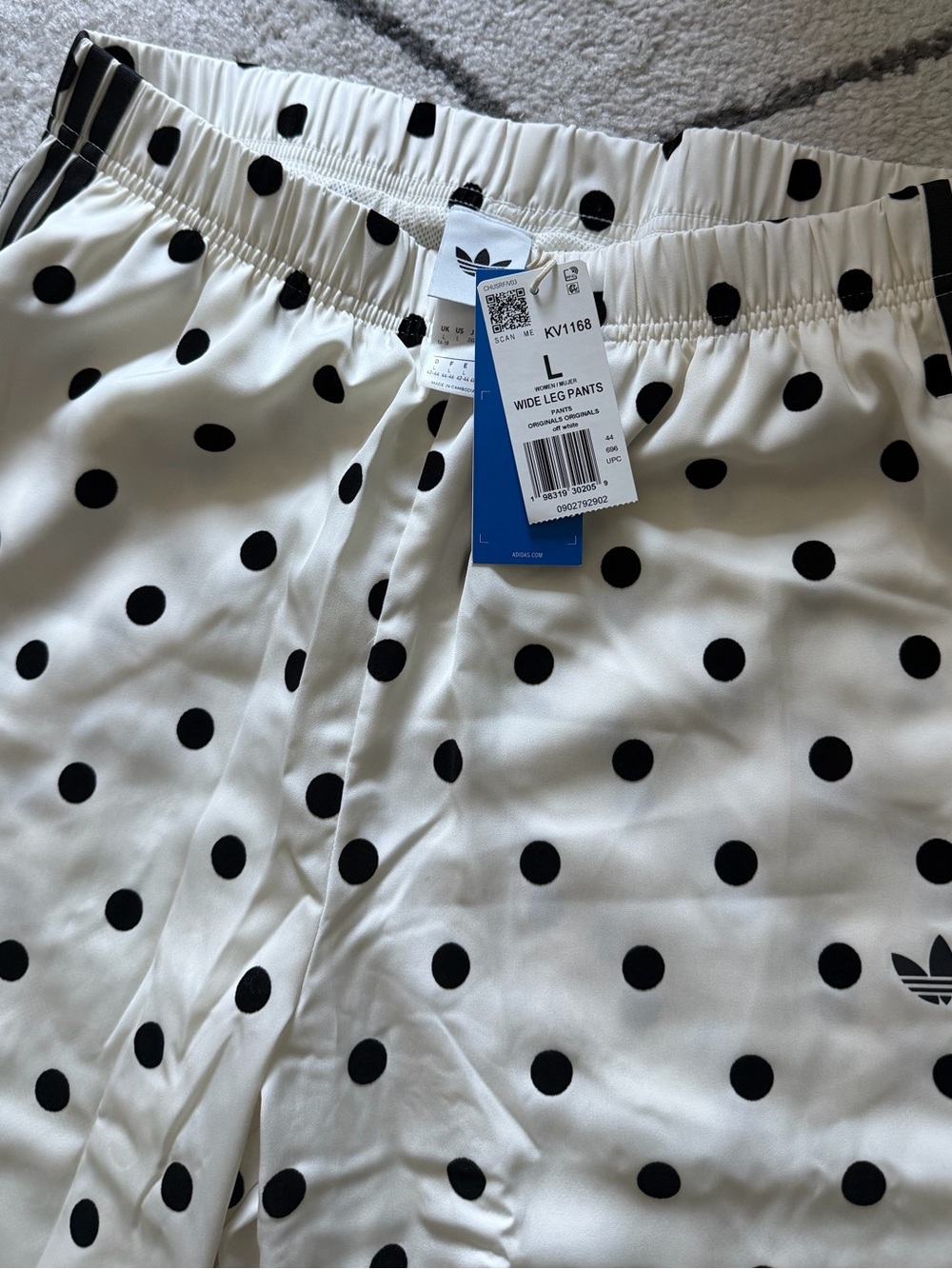 Adidas Originals Polka Dot Wide Leg Track Pants NWT Size L - Picture 8 of 9